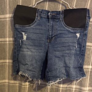 Time and Tru Blue Jean Shorts with Black Accents